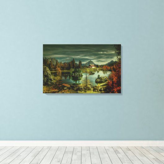 Cabine bij het meer canvas afdruk (Insitu (Houten vloer))