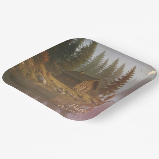 Cabine bij het meer papieren bordje (Gebogen)