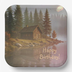 Cabine bij het meer papieren bordje