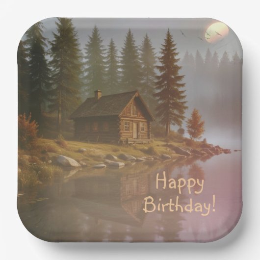 Cabine bij het meer papieren bordje (Voorkant)