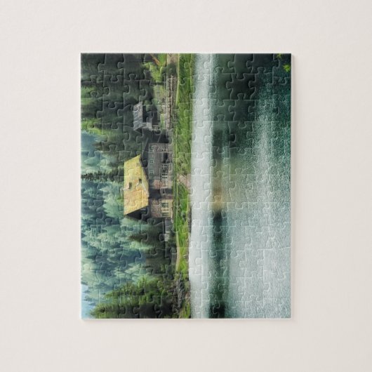 Cabine bij het meer van 8x10 legpuzzel (Verticaal)