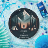 Cabine Bos Hout Sky Tree Brand Camping Bruiloft Papieren Bordje (Feest)