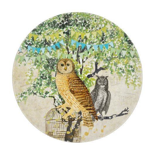 Cabine Decor Leuke Uilen Sheet Muzieknoten Snijplank (Voorkant)