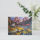 Cabine door het olieverf in het meer briefkaart (Staand voorkant)