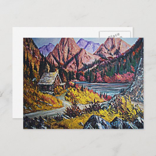 Cabine door het olieverf in het meer briefkaart (Voorkant / Achterkant)