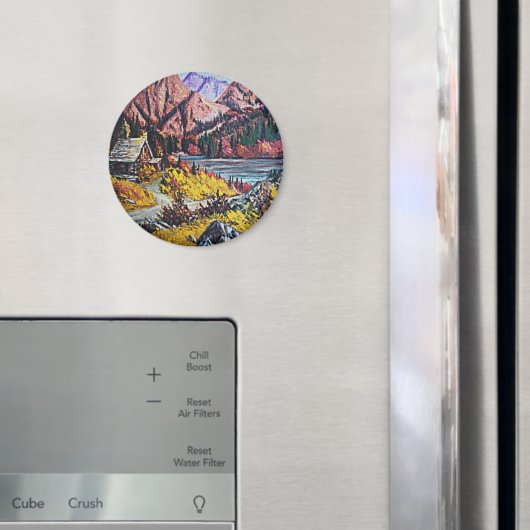 Cabine door het olieverf in het meer magneet (Insitu (Koelkast))