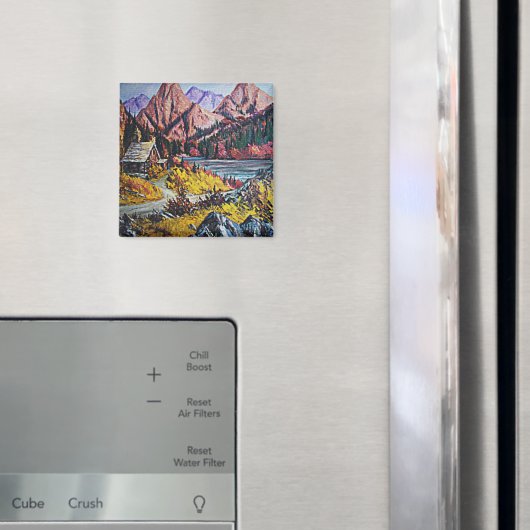 Cabine door het olieverf in het meer magneet (Insitu (Koelkast))