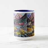 Cabine door het olieverf in het meer mok (Midden)