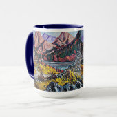 Cabine door het olieverf in het meer mok (Voorkant links)