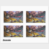 Cabine door het olieverf in het meer rechthoekige sticker (Vel)