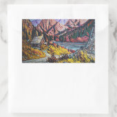 Cabine door het olieverf in het meer rechthoekige sticker (Tas)