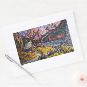 Cabine door het olieverf in het meer rechthoekige sticker (Envelop)