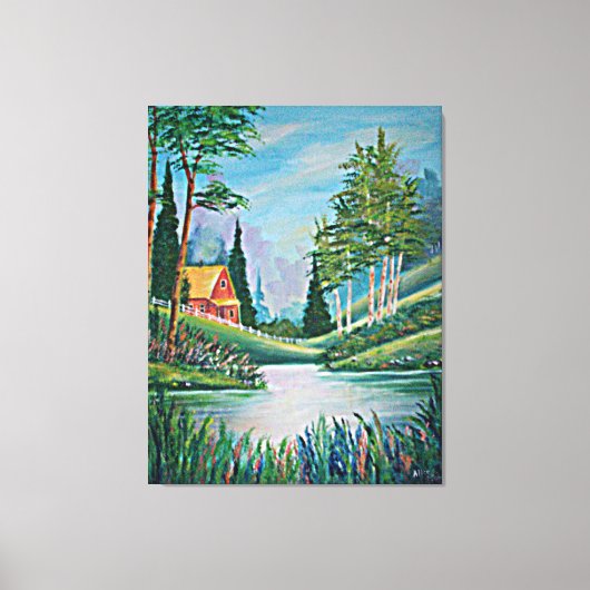 Cabine door het Olieverfschilderij van de Stroom Canvas Afdruk (Voorkant)