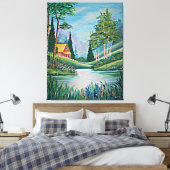 Cabine door het Olieverfschilderij van de Stroom Canvas Afdruk (Insitu (Slaapkamer))