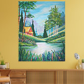 Cabine door het Olieverfschilderij van de Stroom Canvas Afdruk (Insitu (Woonkamer))