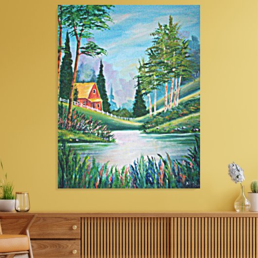 Cabine door het Olieverfschilderij van de Stroom Canvas Afdruk (Insitu (Woonkamer))