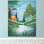 Cabine door het Olieverfschilderij van de Stroom Canvas Afdruk (Insitu (Houten vloer))