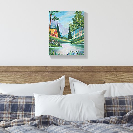 Cabine door het 'Stream Fine Art' schilderen 8x10 Canvas Afdruk (Insitu (Slaapkamer))