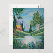 Cabine door het verven van olie uit de "Stream Oil Briefkaart (Voorkant / Achterkant)