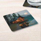 Cabine door Lake Verjaardag Kartonnen Onderzetters (Schuin)