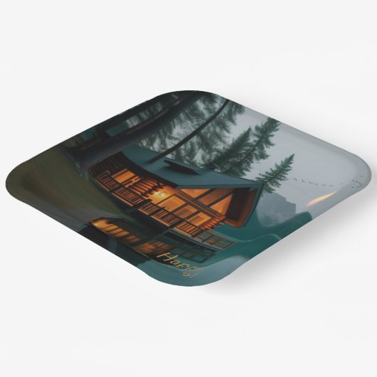 Cabine door Lake Verjaardag Papieren Bordje (Gebogen)