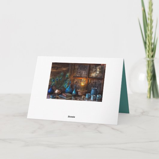 Cabine door lamplicht rustieke scene kaart (Achterkant)