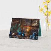 Cabine door lamplicht rustieke scene kaart (Gele Bloem)