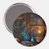 Cabine door lamplicht scène bruin blauw rustiek magneet (Voorkant / Achterkant)