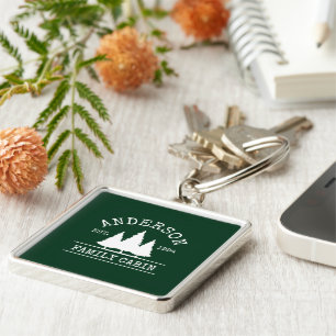 Cabine Familienaam Forest Green Square Sleutelhanger