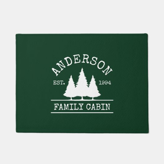 Cabine Familienaam Forest Pines Green Doormat Deurmat (Voorkant)