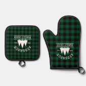 Cabine familienaam Green Plaid Ovenwant & Pannenlap Set (Voorkant)