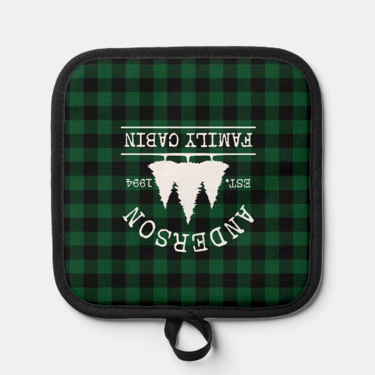 Cabine familienaam Green Plaid Pannenlap (Voorkant)