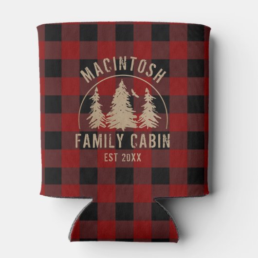 Cabine Familienaam Red Black Buffalo Check Pset Blikjeskoeler (Achterkant)