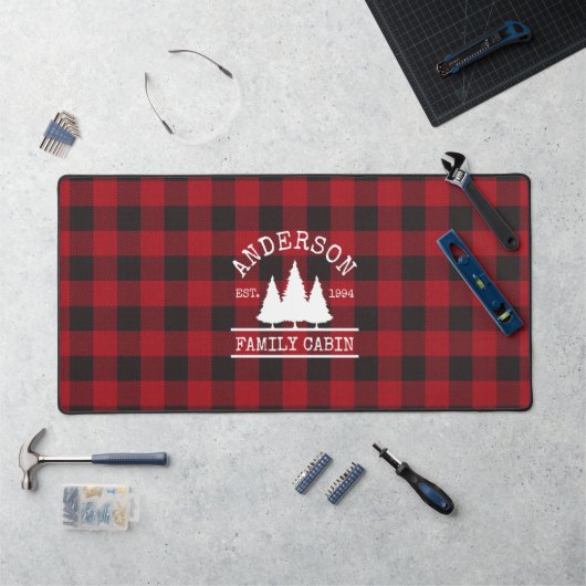 Cabine familienaam Red Buffalo Plaid Werk Mat (Werkstation)