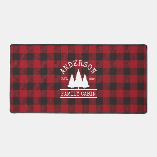 Cabine familienaam Red Buffalo Plaid Werk Mat (Voorkant)