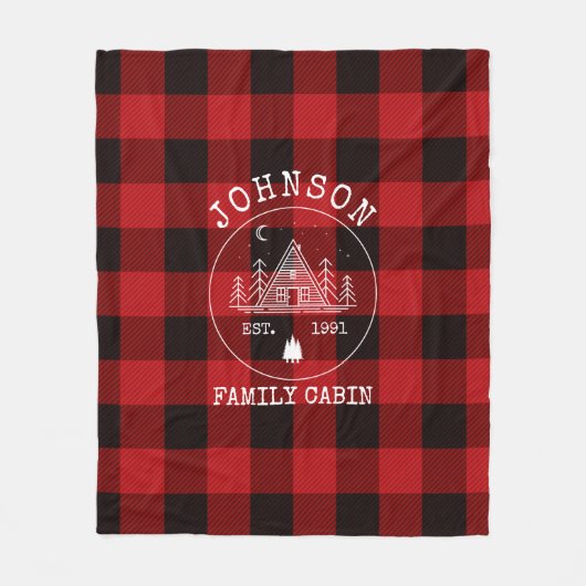 Cabine Familienaam Red Buffalo Pset Fleece Blanket (Voorkant)