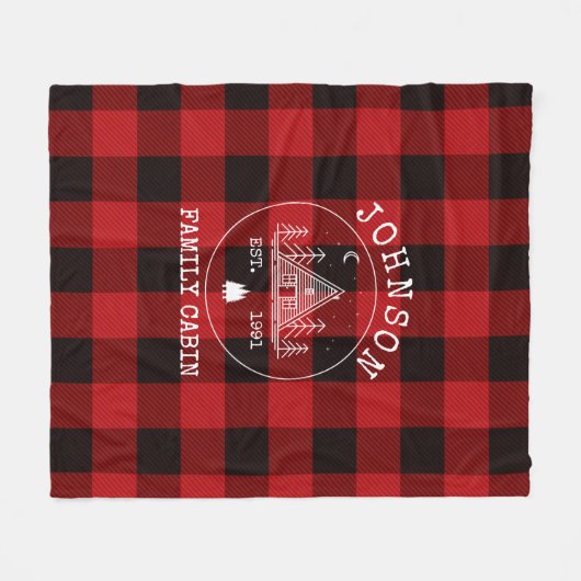Cabine Familienaam Red Buffalo Pset Fleece Blanket (Voorkant (Horizontaal))
