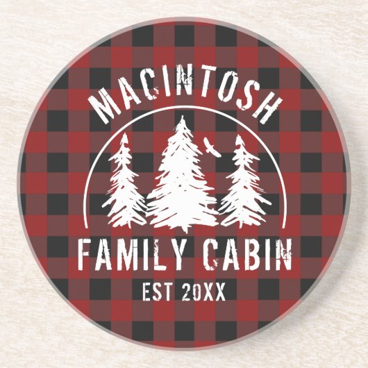 Cabine Familienaam Red Buffalo Pset Onderzetter (Voorkant)