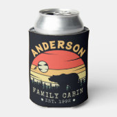 Cabine Familienaam Retro Pijnbomen Beer Souvenir Blikjeskoeler (Blikje Voorkant)