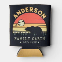 Cabine Familienaam Retro Pijnbomen Beer Souvenir
