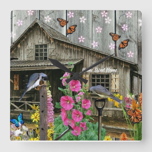 Cabine Flower Garden Vierkante Klok (Voorkant)