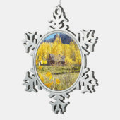 Cabine in Aspens Tin Sneeuwvlok Ornament (Rechts)