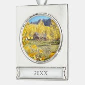 Cabine in Aspens Verzilverd Banner Ornament (Links)