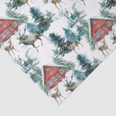 Cabine in bossen met herten- en sneeuwbomen tissuepapier (Detail)