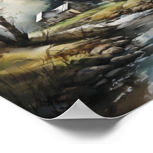 Cabine in Bossen Springtime Forest Cabin Poster (Hoek)