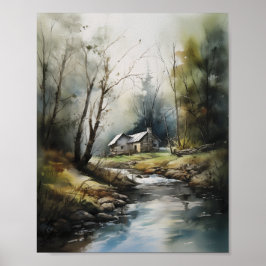 Cabine in Bossen Springtime Forest Cabin Poster