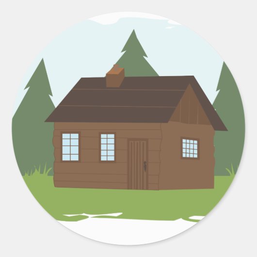 Cabine in de Bomen Ronde Sticker (Voorkant)