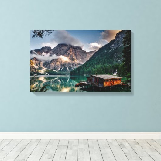 Cabine in de Bossen Canvas Afdruk (Insitu (Houten vloer))