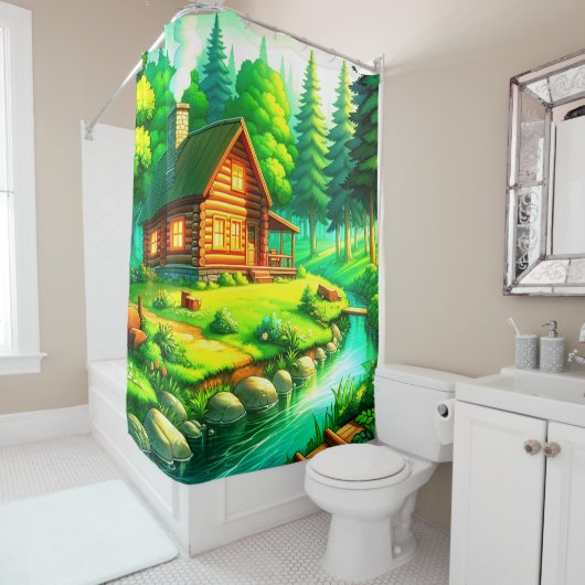Cabine in de Bossen Douchegordijn (In situ)