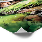 Cabine in de Bossen Springtime-Waterverf Poster (Hoek)